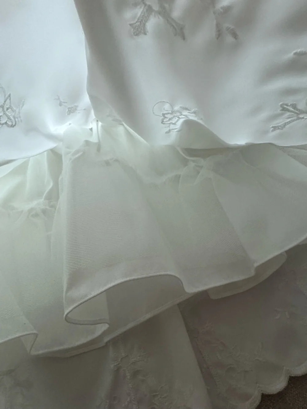 Vintage White satin baby christening gown and bonnet set